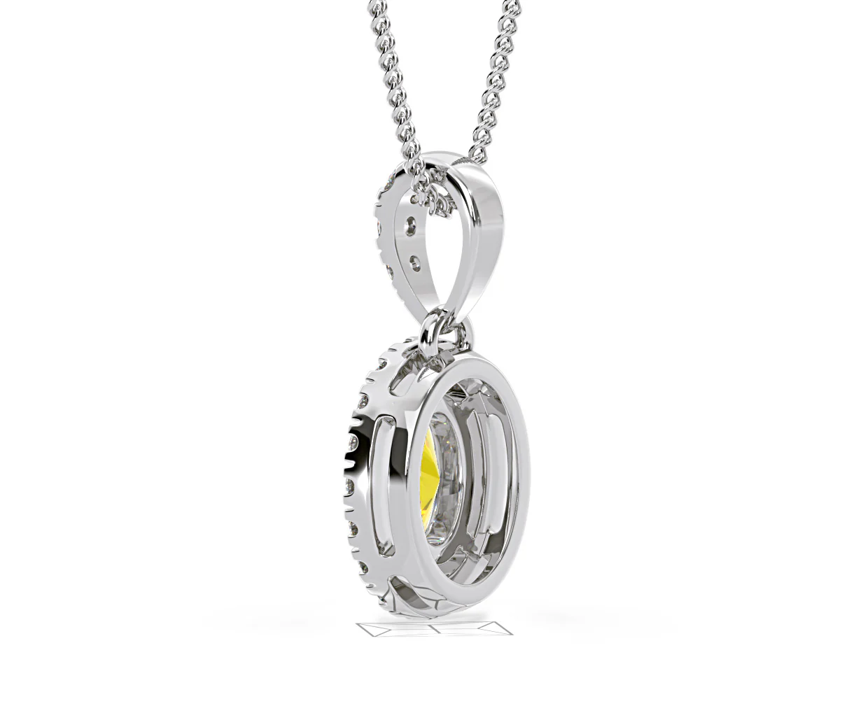 Georgina Yellow Lab Diamond Oval Halo Necklace 0.70ct in 18K White Gold - Elara Collection - Image 37