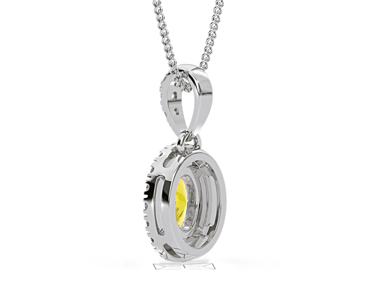 Georgina Yellow Lab Diamond Oval Halo Necklace 0.70ct in 18K White Gold - Elara Collection - Image 38