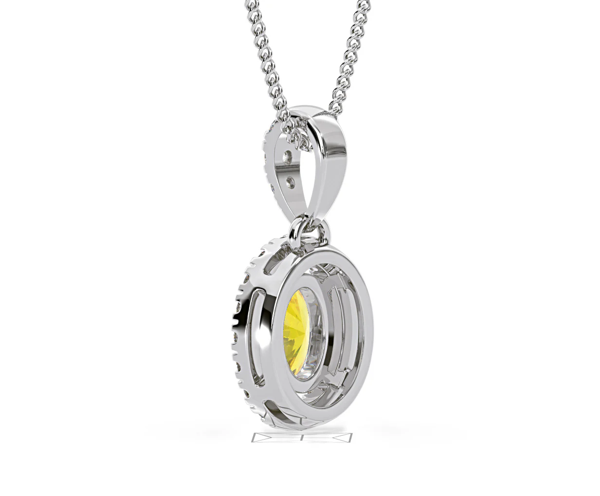 Georgina Yellow Lab Diamond Oval Halo Necklace 0.70ct in 18K White Gold - Elara Collection - Image 39