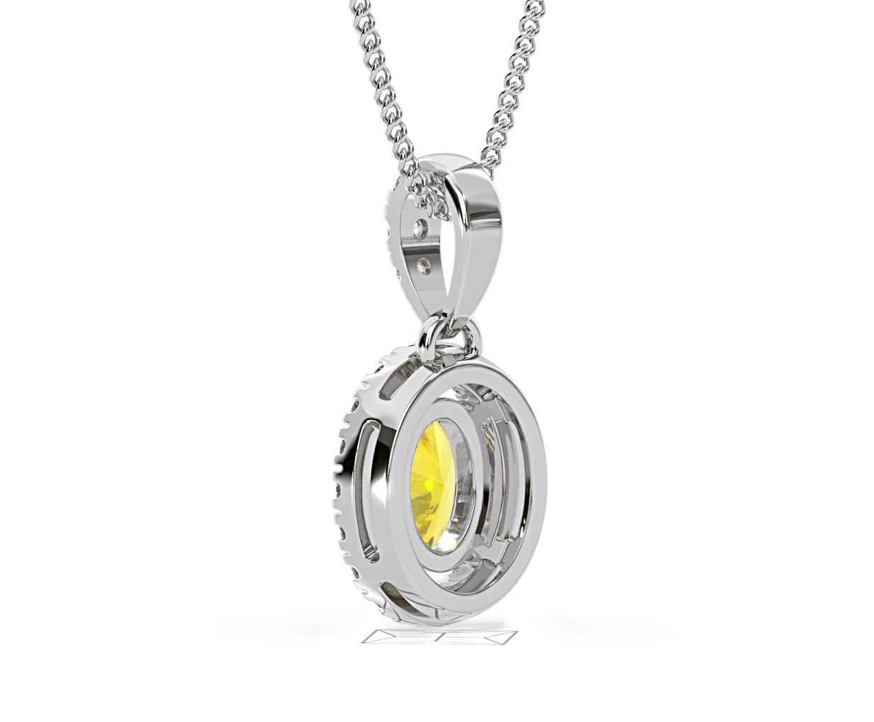 Georgina Yellow Lab Diamond Oval Halo Necklace 0.70ct in 18K White Gold - Elara Collection - Image 40