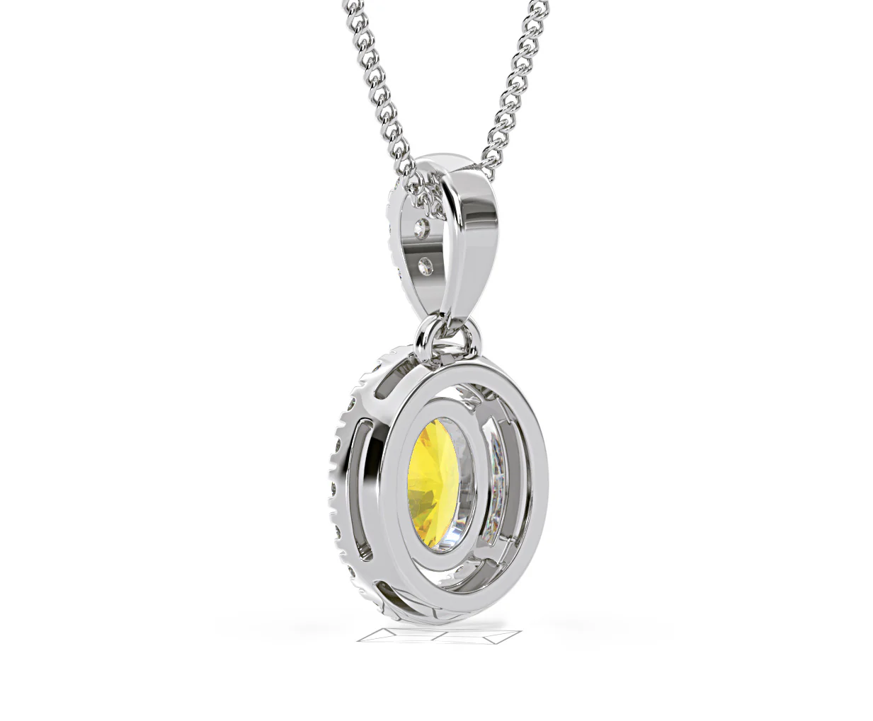 Georgina Yellow Lab Diamond Oval Halo Necklace 0.70ct in 18K White Gold - Elara Collection - Image 41