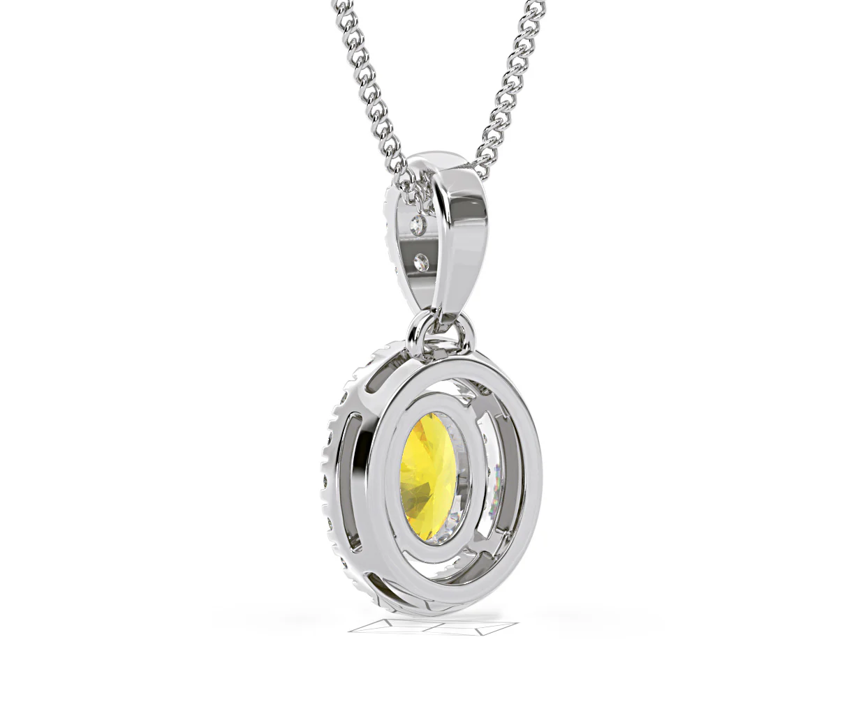 Georgina Yellow Lab Diamond Oval Halo Necklace 0.70ct in 18K White Gold - Elara Collection - Image 42