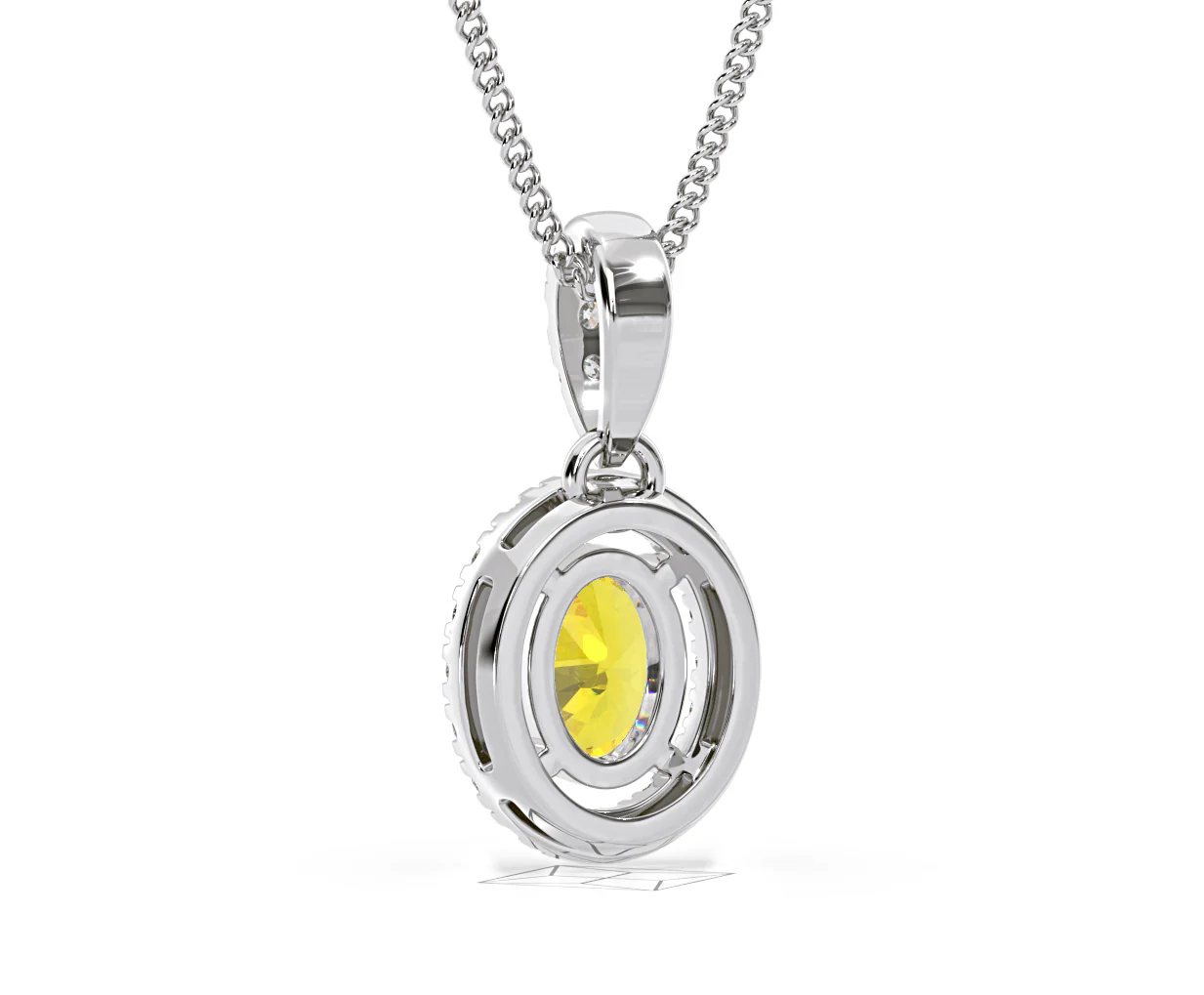 Georgina Yellow Lab Diamond Oval Halo Necklace 0.70ct in 18K White Gold - Elara Collection - Image 44