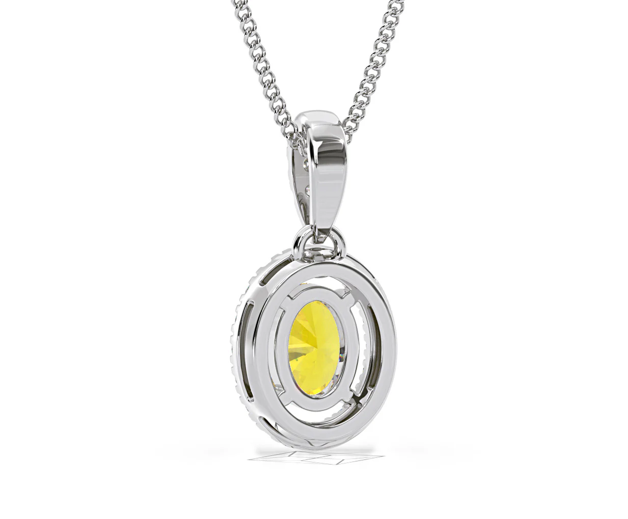 Georgina Yellow Lab Diamond Oval Halo Necklace 0.70ct in 18K White Gold - Elara Collection - Image 45