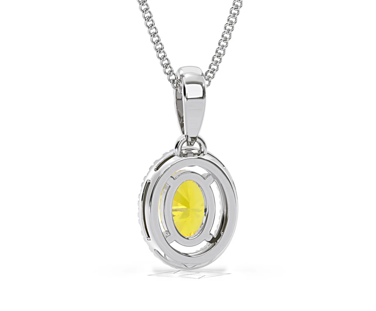 Georgina Yellow Lab Diamond Oval Halo Necklace 0.70ct in 18K White Gold - Elara Collection - Image 46