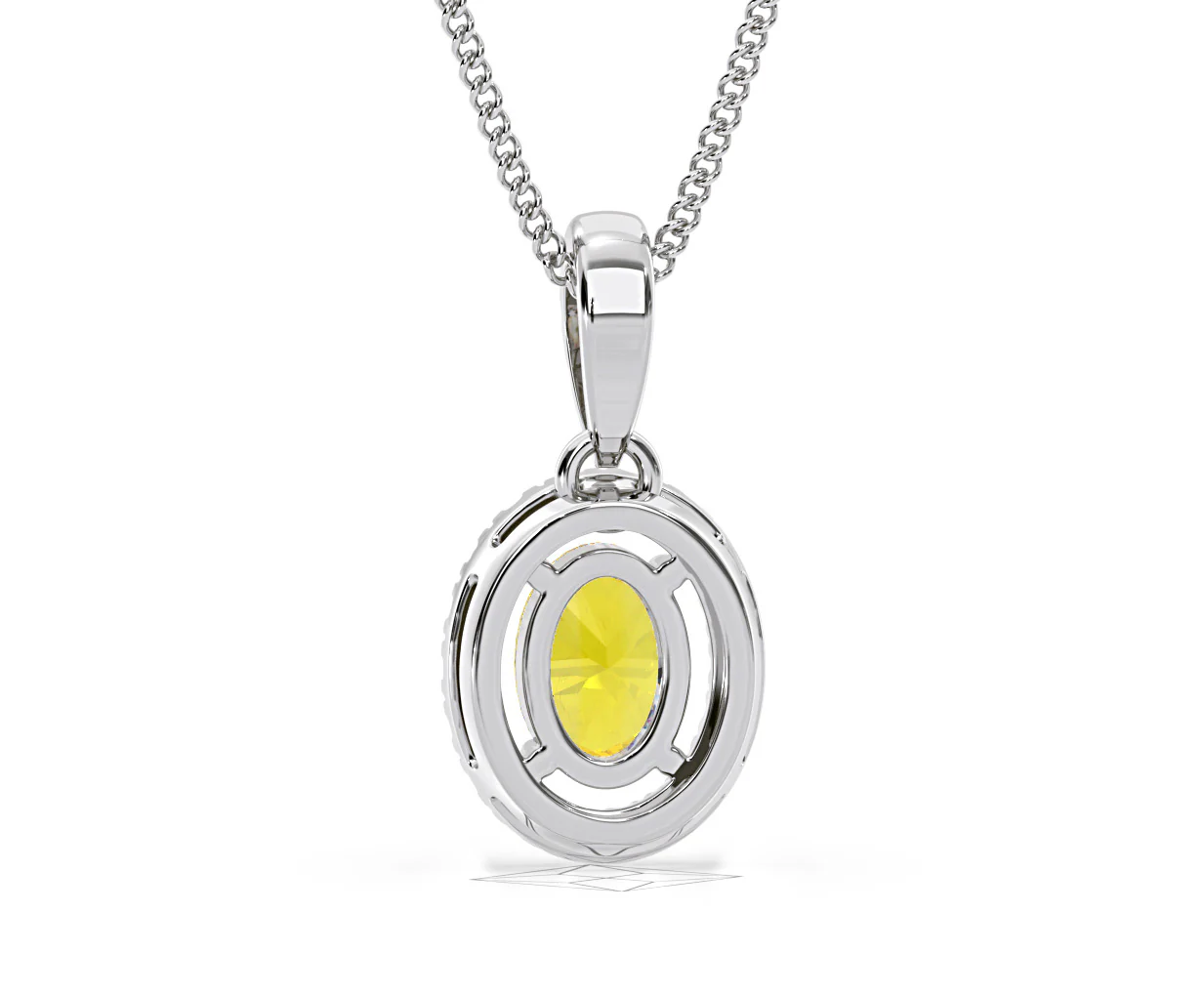 Georgina Yellow Lab Diamond Oval Halo Necklace 0.70ct in 18K White Gold - Elara Collection - Image 47