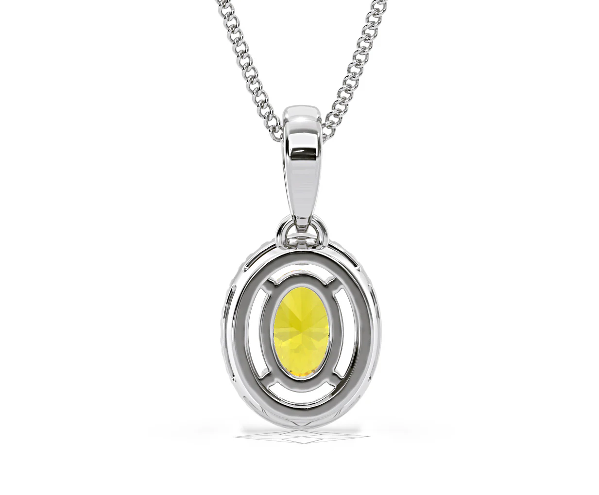 Georgina Yellow Lab Diamond Oval Halo Necklace 0.70ct in 18K White Gold - Elara Collection - Image 48