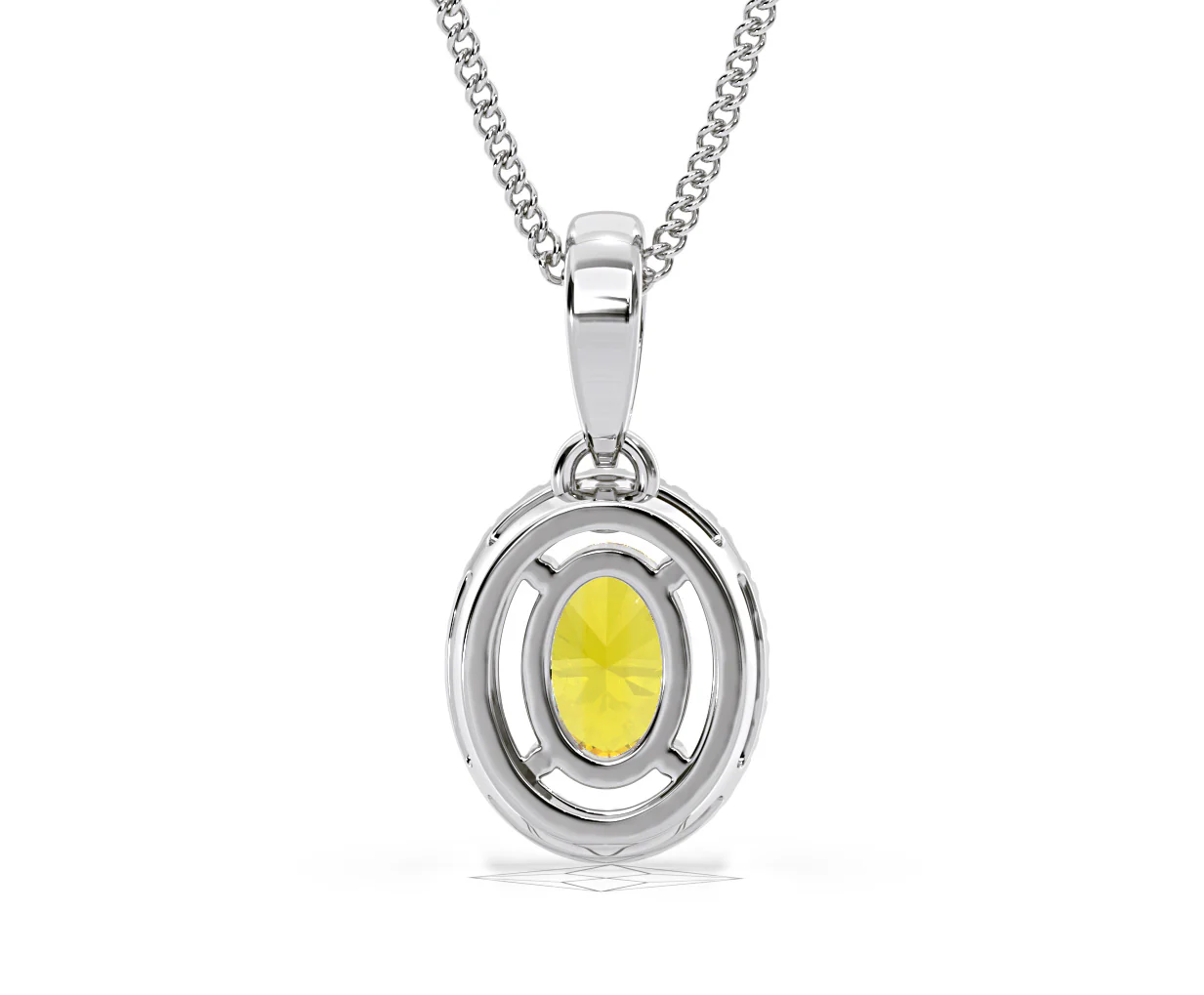 Georgina Yellow Lab Diamond Oval Halo Necklace 0.70ct in 18K White Gold - Elara Collection - Image 49