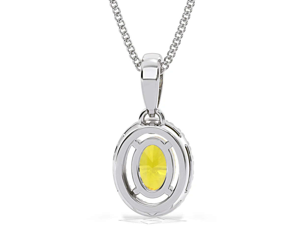 Georgina Yellow Lab Diamond Oval Halo Necklace 0.70ct in 18K White Gold - Elara Collection - Image 50