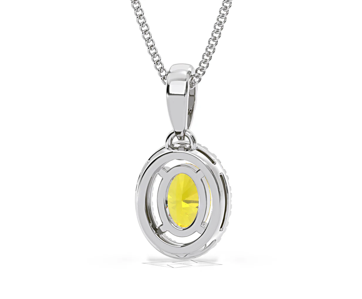 Georgina Yellow Lab Diamond Oval Halo Necklace 0.70ct in 18K White Gold - Elara Collection - Image 51