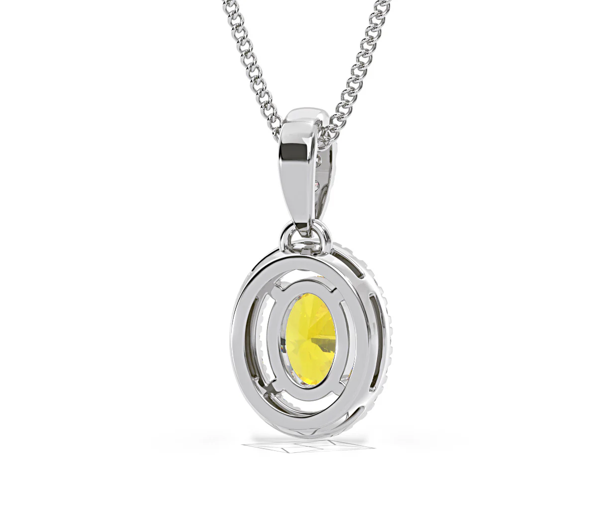 Georgina Yellow Lab Diamond Oval Halo Necklace 0.70ct in 18K White Gold - Elara Collection - Image 52