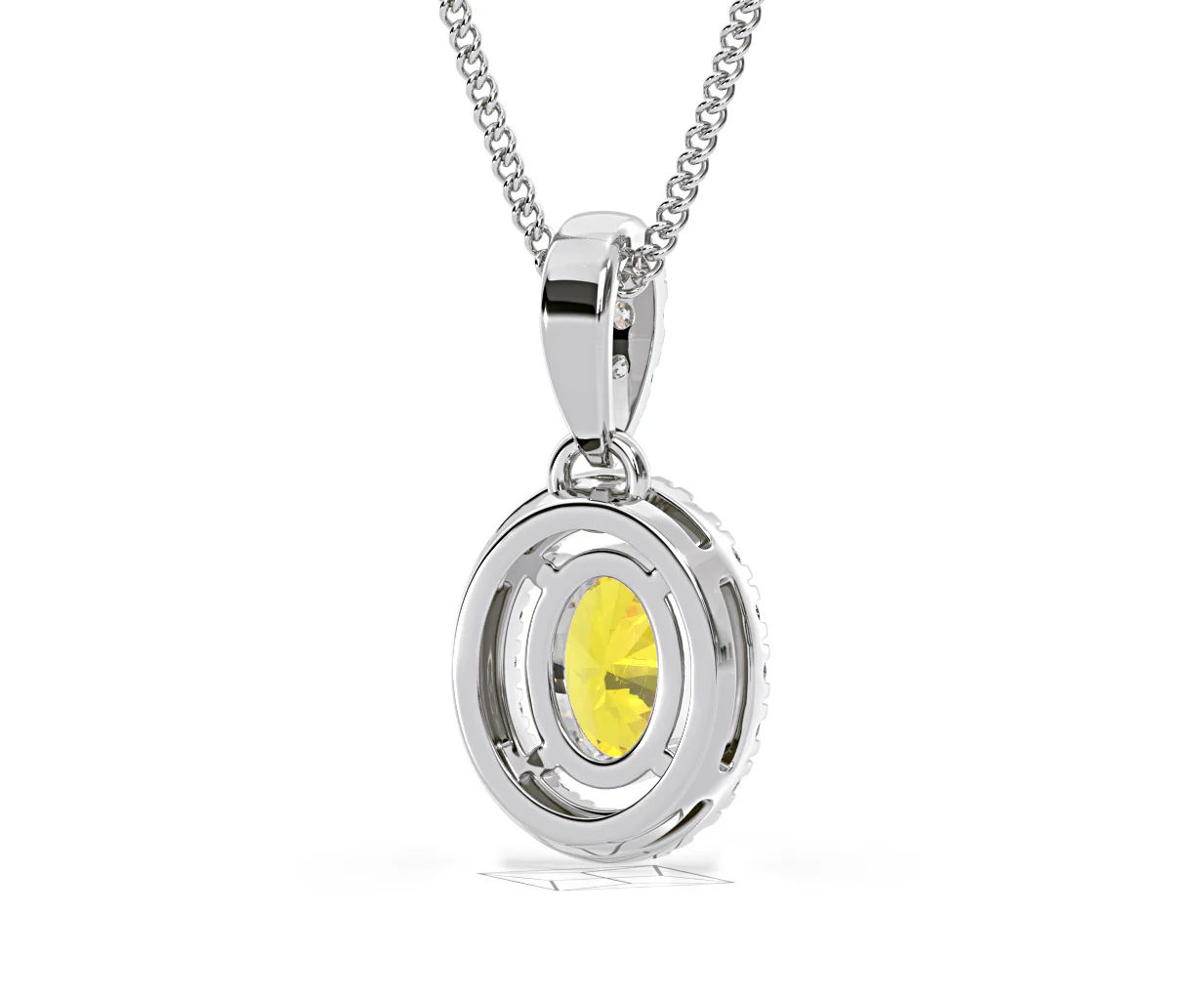 Georgina Yellow Lab Diamond Oval Halo Necklace 0.70ct in 18K White Gold - Elara Collection - Image 53