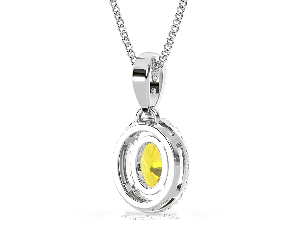 Georgina Yellow Lab Diamond Oval Halo Necklace 0.70ct in 18K White Gold - Elara Collection - Image 54