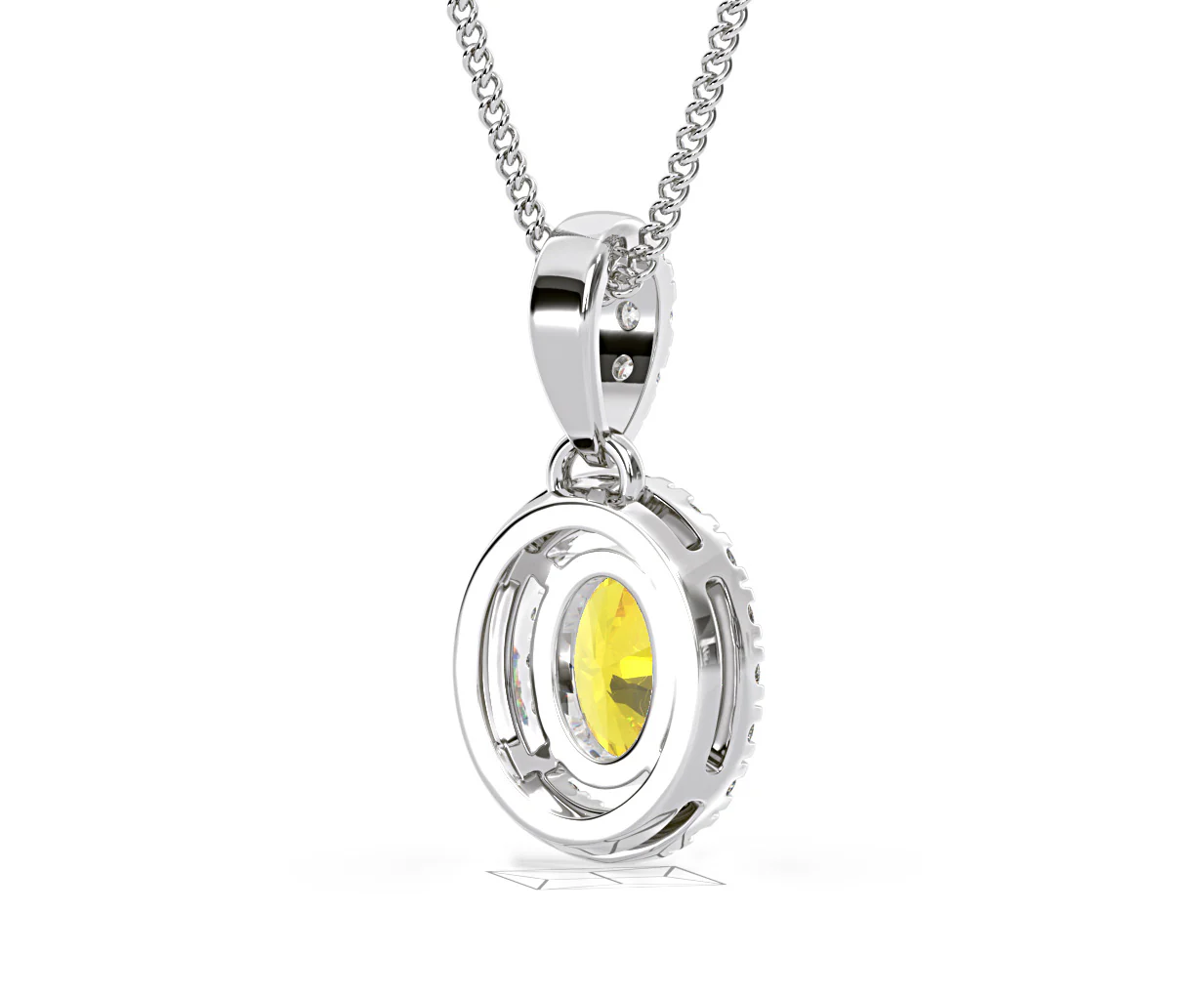 Georgina Yellow Lab Diamond Oval Halo Necklace 0.70ct in 18K White Gold - Elara Collection - Image 55