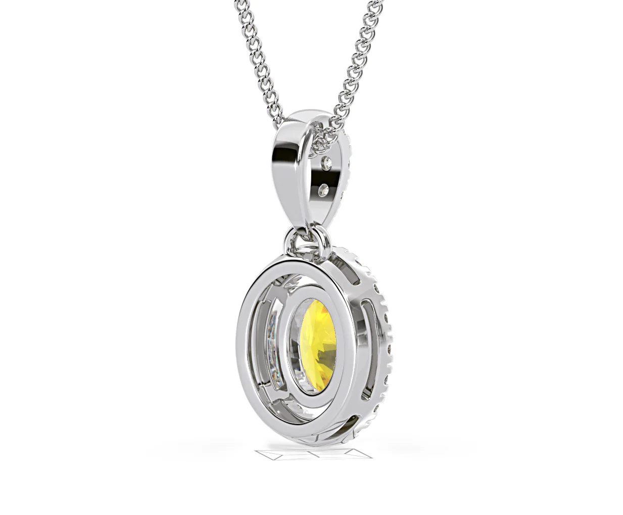 Georgina Yellow Lab Diamond Oval Halo Necklace 0.70ct in 18K White Gold - Elara Collection - Image 56