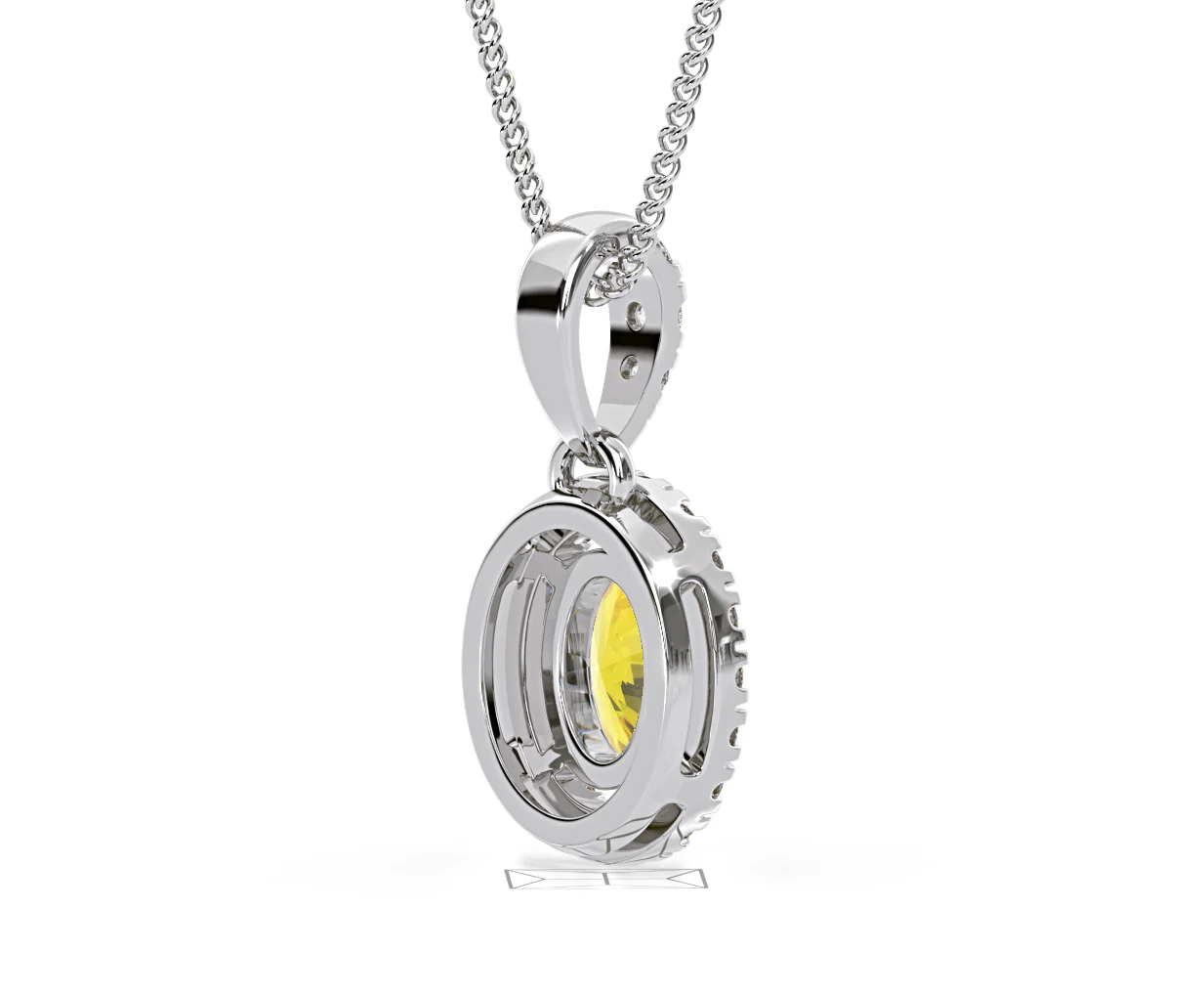 Georgina Yellow Lab Diamond Oval Halo Necklace 0.70ct in 18K White Gold - Elara Collection - Image 58