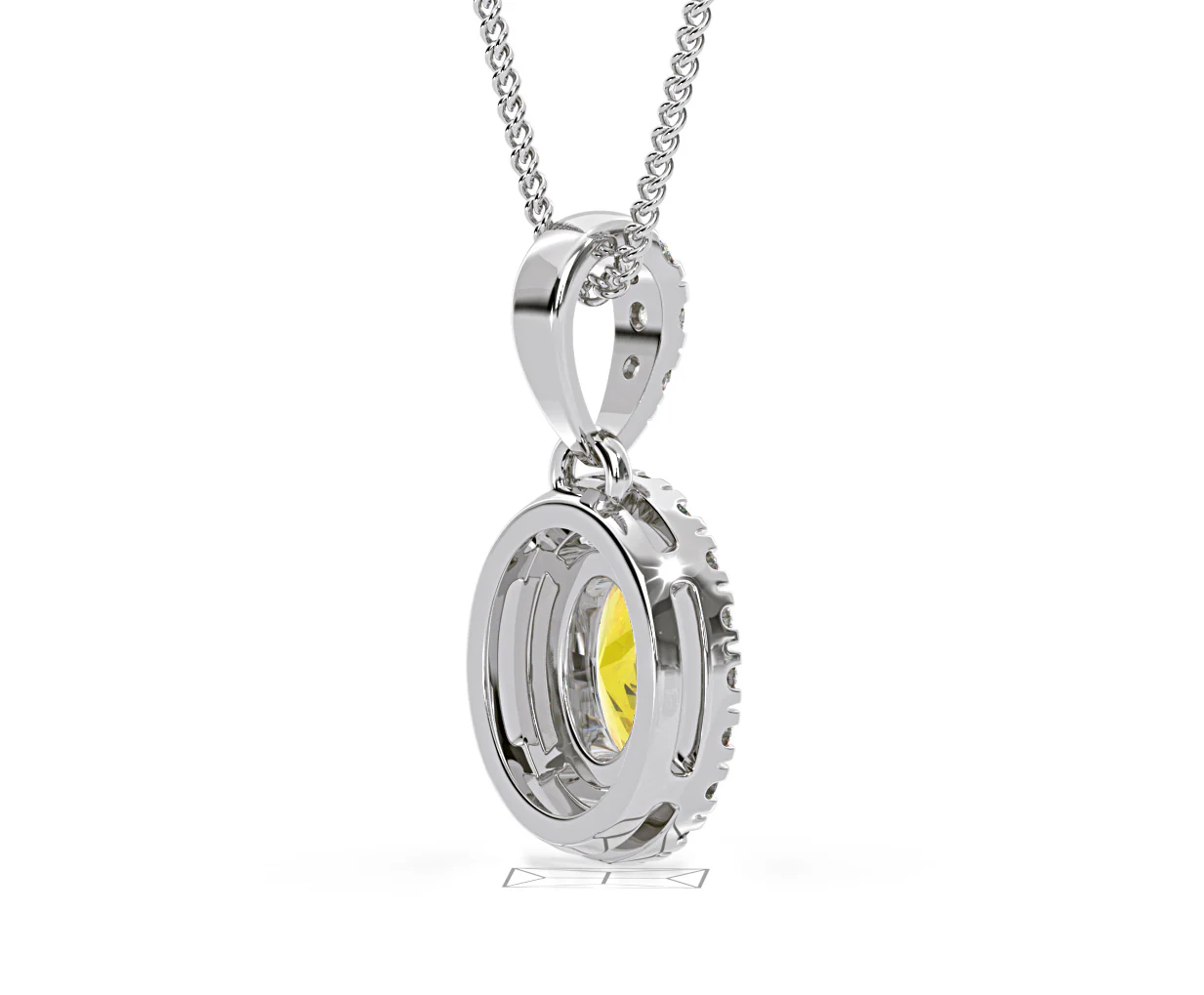 Georgina Yellow Lab Diamond Oval Halo Necklace 0.70ct in 18K White Gold - Elara Collection - Image 59