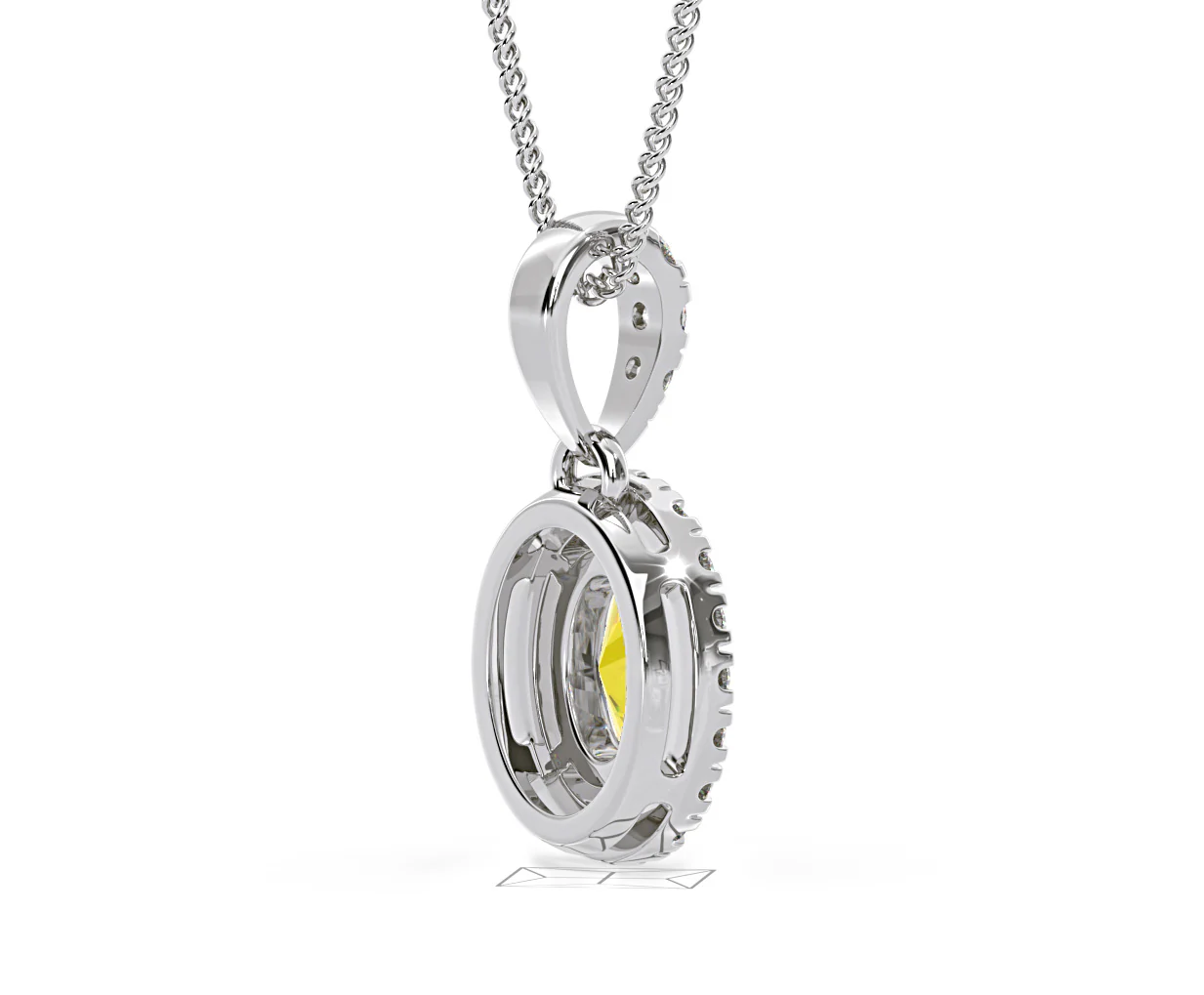 Georgina Yellow Lab Diamond Oval Halo Necklace 0.70ct in 18K White Gold - Elara Collection - Image 60