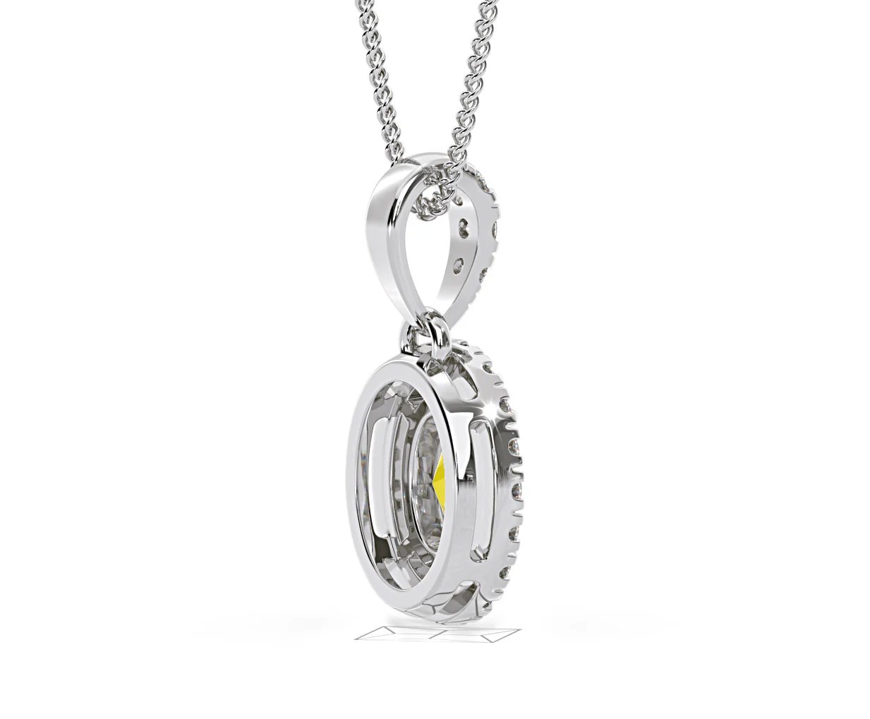 Georgina Yellow Lab Diamond Oval Halo Necklace 0.70ct in 18K White Gold - Elara Collection - Image 61