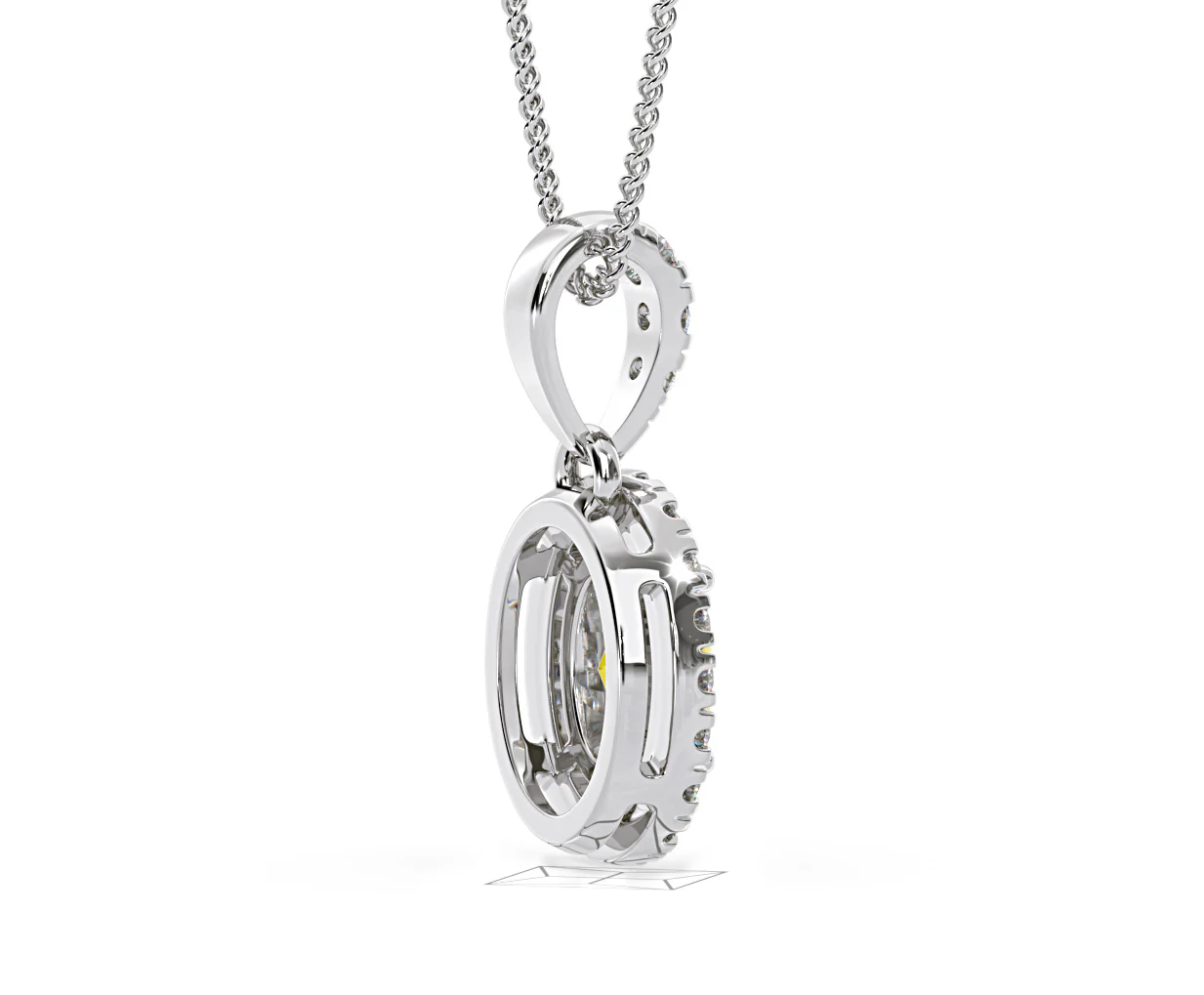 Georgina Yellow Lab Diamond Oval Halo Necklace 0.70ct in 18K White Gold - Elara Collection - Image 62