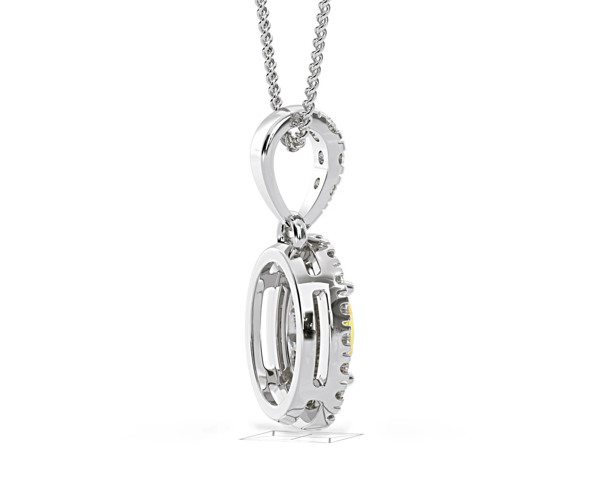 Georgina Yellow Lab Diamond Oval Halo Necklace 0.70ct in 18K White Gold - Elara Collection - Image 63