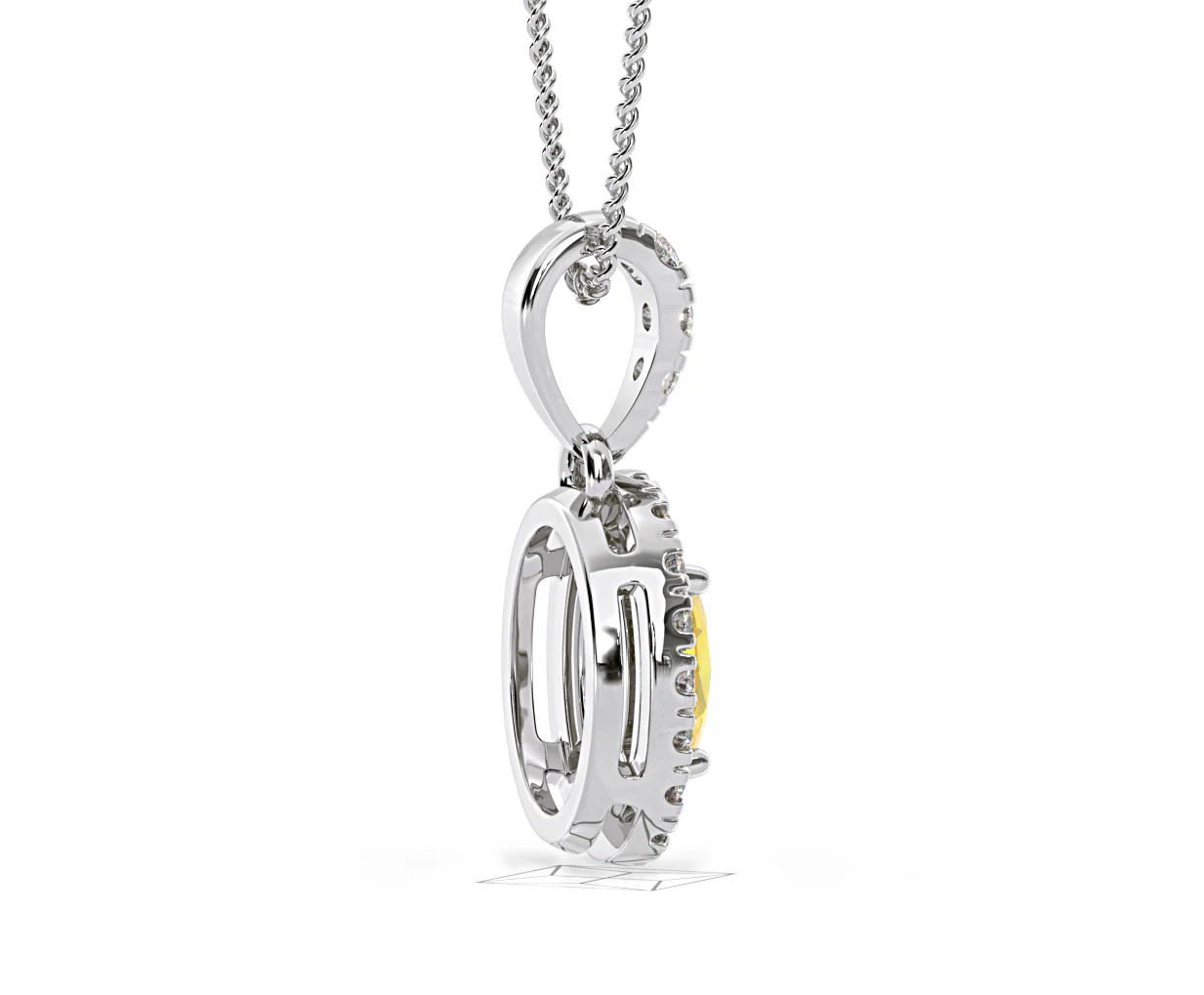 Georgina Yellow Lab Diamond Oval Halo Necklace 0.70ct in 18K White Gold - Elara Collection - Image 64