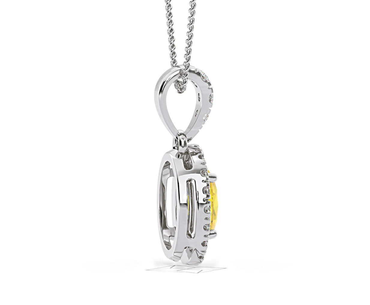 Georgina Yellow Lab Diamond Oval Halo Necklace 0.70ct in 18K White Gold - Elara Collection - Image 65