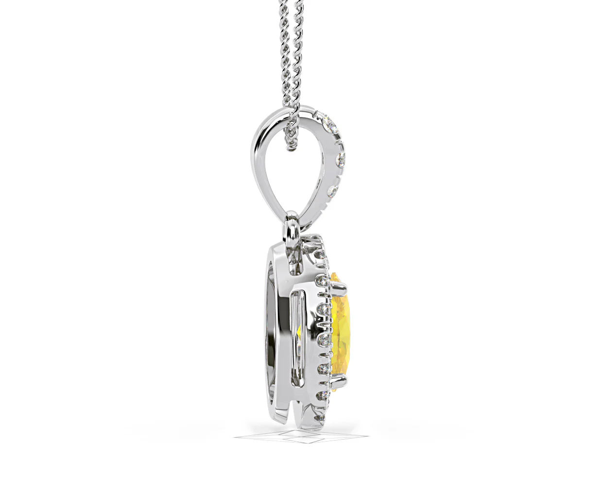 Georgina Yellow Lab Diamond Oval Halo Necklace 0.70ct in 18K White Gold - Elara Collection - Image 67