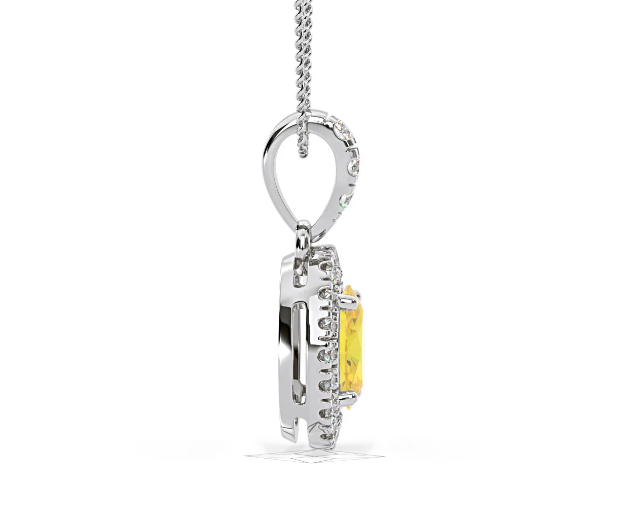 Georgina Yellow Lab Diamond Oval Halo Necklace 0.70ct in 18K White Gold - Elara Collection - Image 69