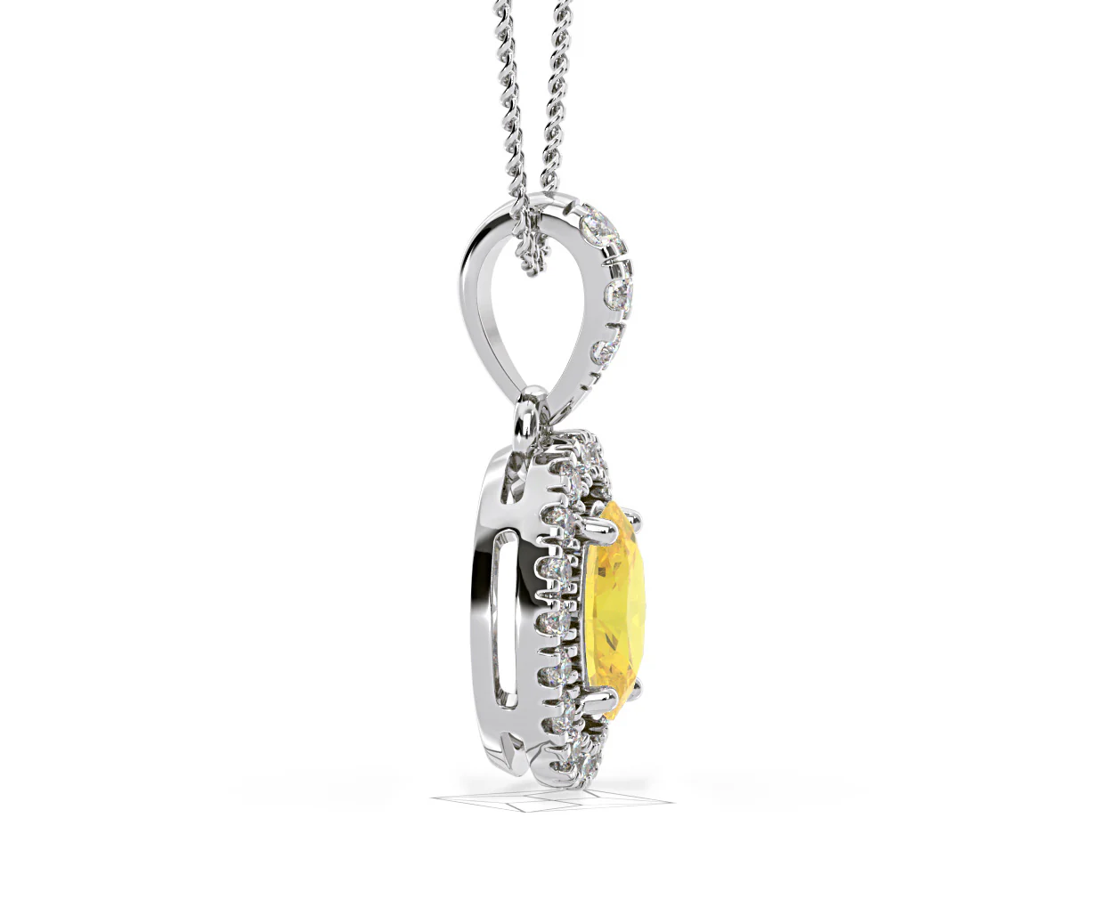 Georgina Yellow Lab Diamond Oval Halo Necklace 0.70ct in 18K White Gold - Elara Collection - Image 71