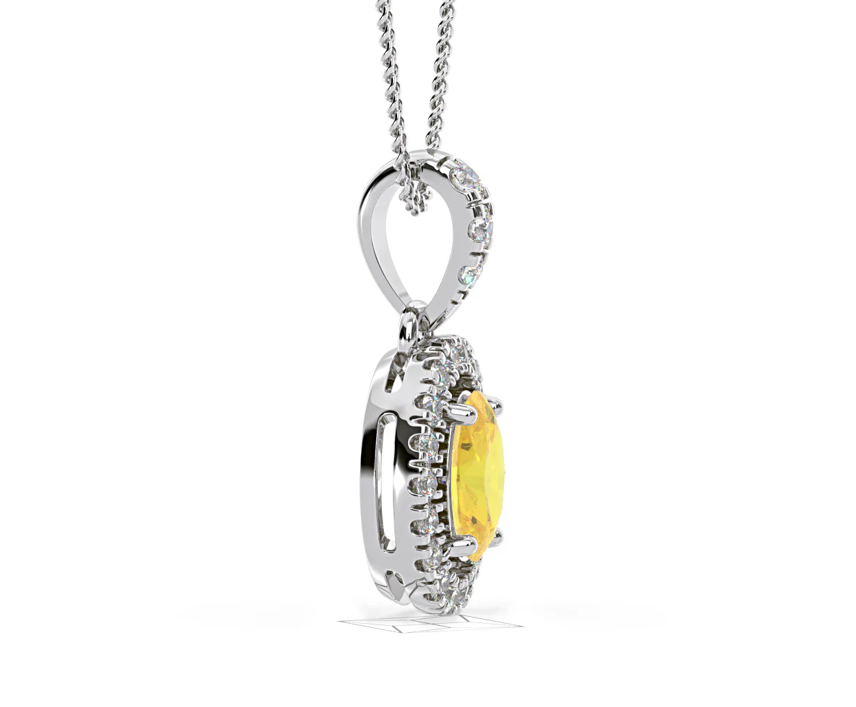 Georgina Yellow Lab Diamond Oval Halo Necklace 0.70ct in 18K White Gold - Elara Collection - Image 72