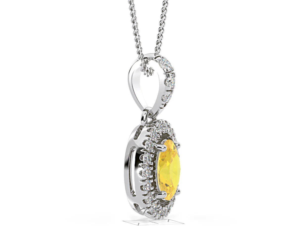 Georgina Yellow Lab Diamond Oval Halo Necklace 0.70ct in 18K White Gold - Elara Collection - Image 74