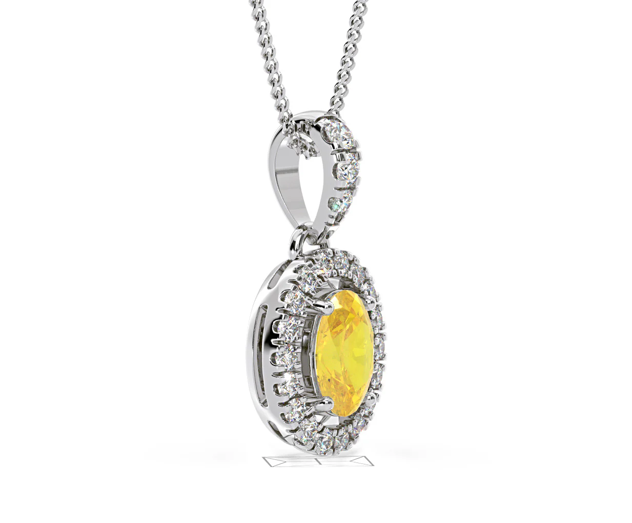 Georgina Yellow Lab Diamond Oval Halo Necklace 0.70ct in 18K White Gold - Elara Collection - Image 77