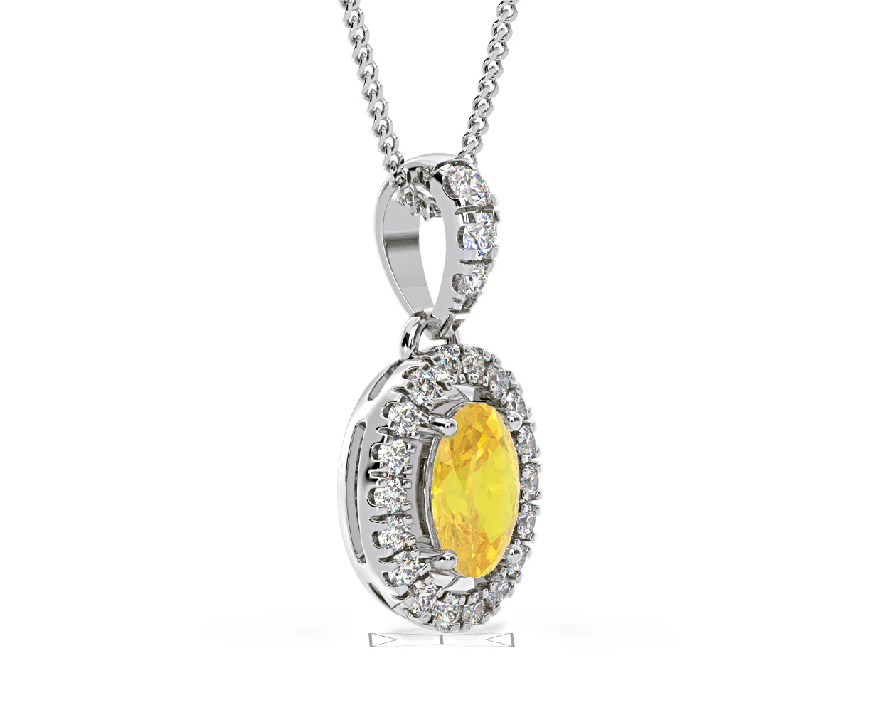 Georgina Yellow Lab Diamond Oval Halo Necklace 0.70ct in 18K White Gold - Elara Collection - Image 78