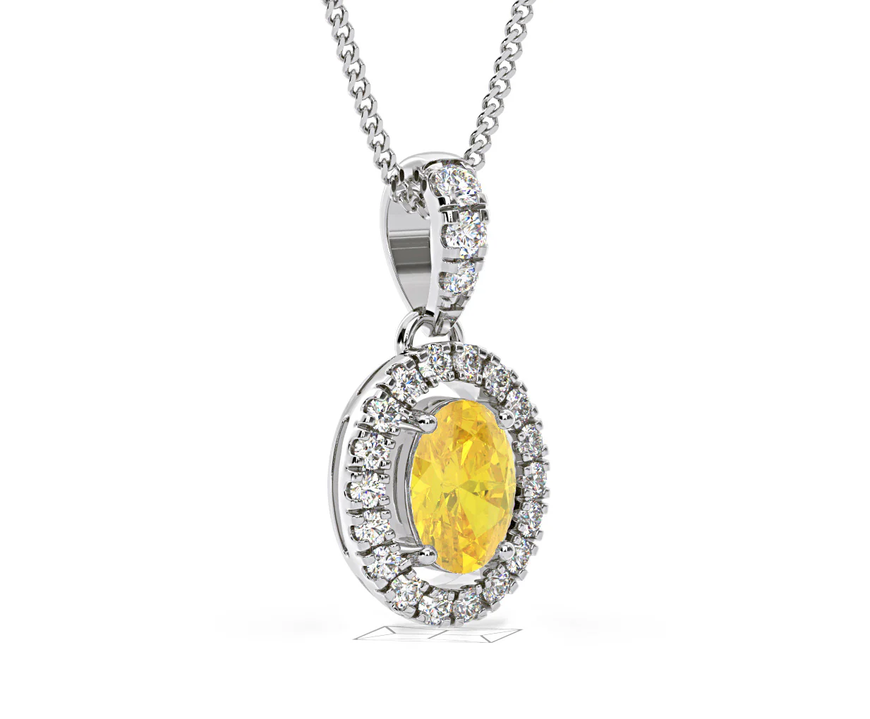 Georgina Yellow Lab Diamond Oval Halo Necklace 0.70ct in 18K White Gold - Elara Collection - Image 81