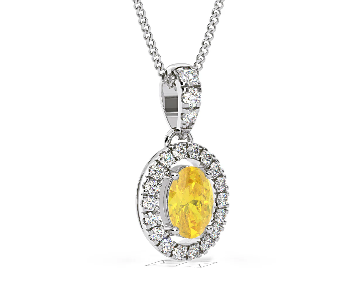 Georgina Yellow Lab Diamond Oval Halo Necklace 0.70ct in 18K White Gold - Elara Collection - Image 82