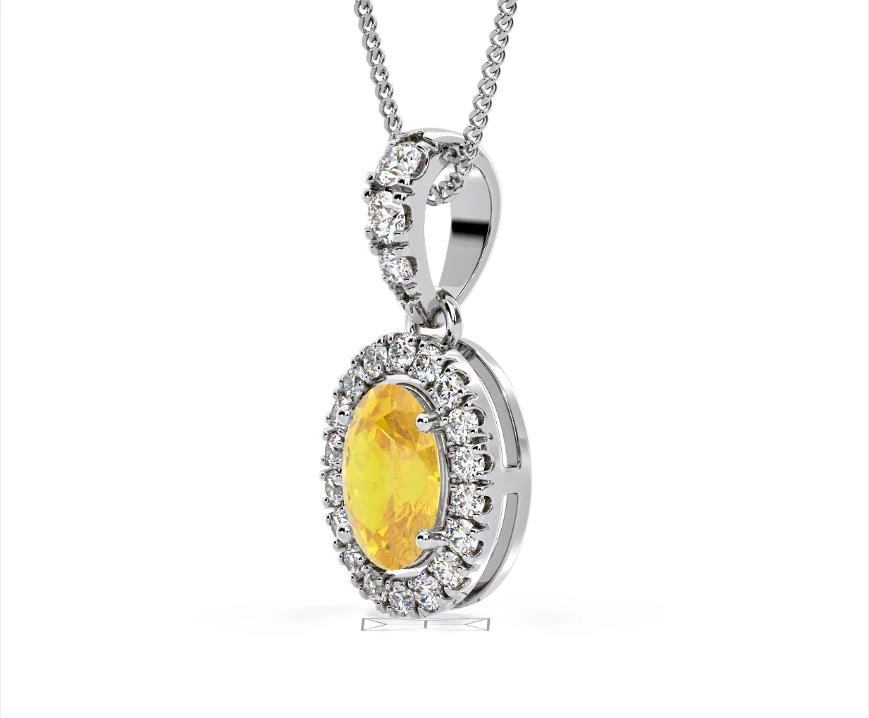 Georgina Yellow Lab Diamond Oval Halo Necklace 1.38ct in 18K White Gold - Elara Collection - Image 19