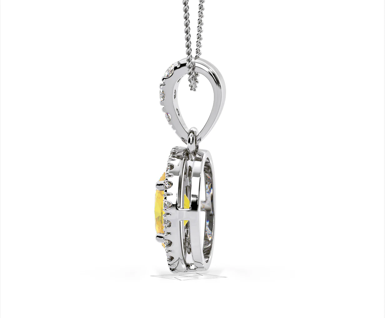Georgina Yellow Lab Diamond Oval Halo Necklace 1.38ct in 18K White Gold - Elara Collection - Image 31