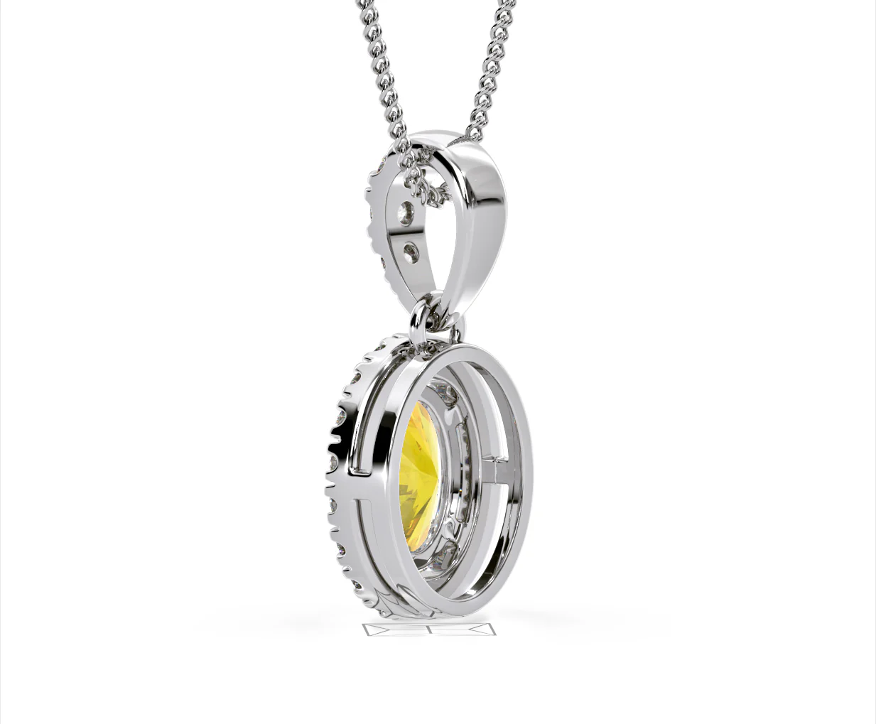 Georgina Yellow Lab Diamond Oval Halo Necklace 1.38ct in 18K White Gold - Elara Collection - Image 38