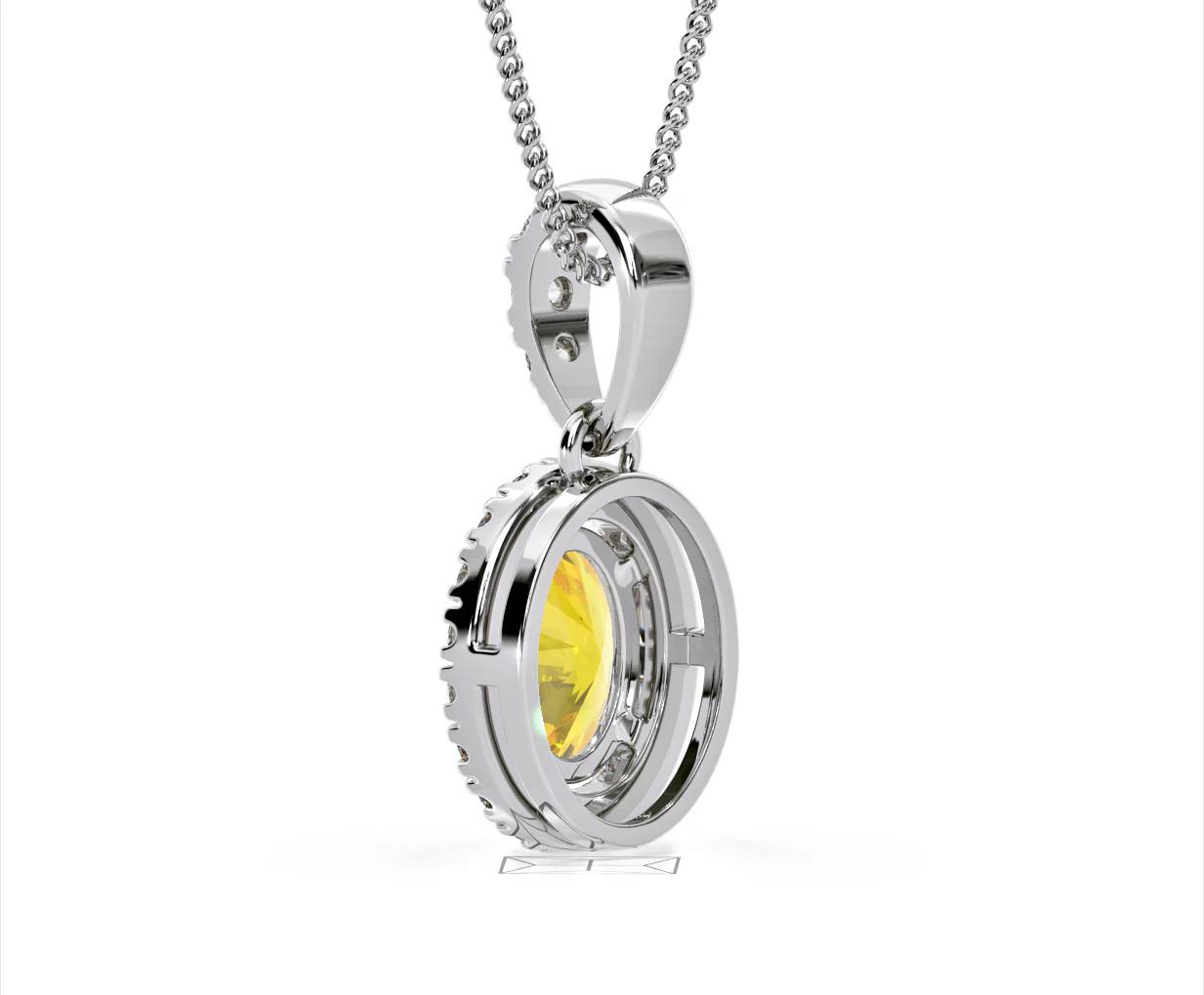 Georgina Yellow Lab Diamond Oval Halo Necklace 1.38ct in 18K White Gold - Elara Collection - Image 39