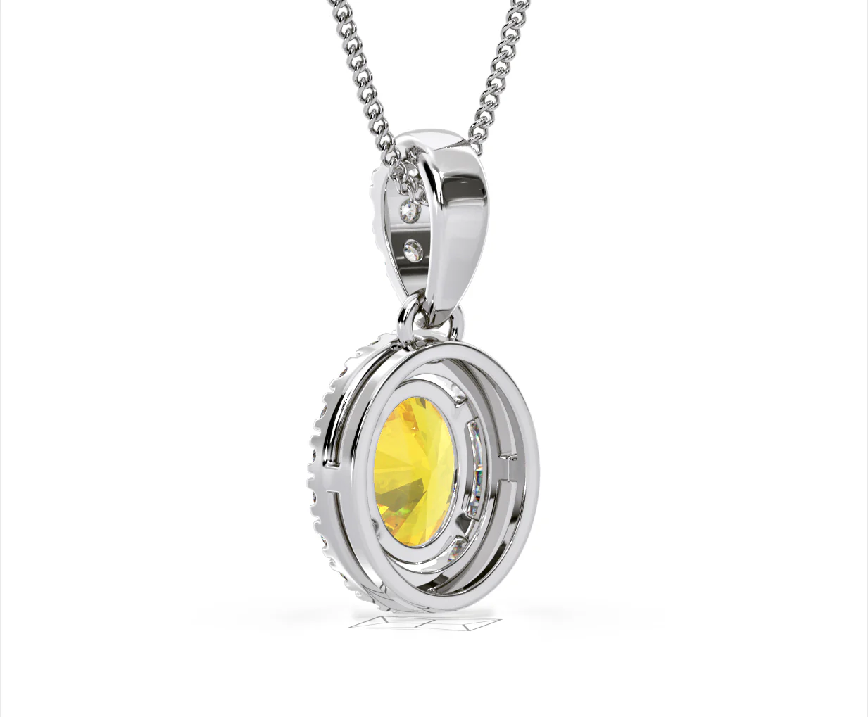 Georgina Yellow Lab Diamond Oval Halo Necklace 1.38ct in 18K White Gold - Elara Collection - Image 42