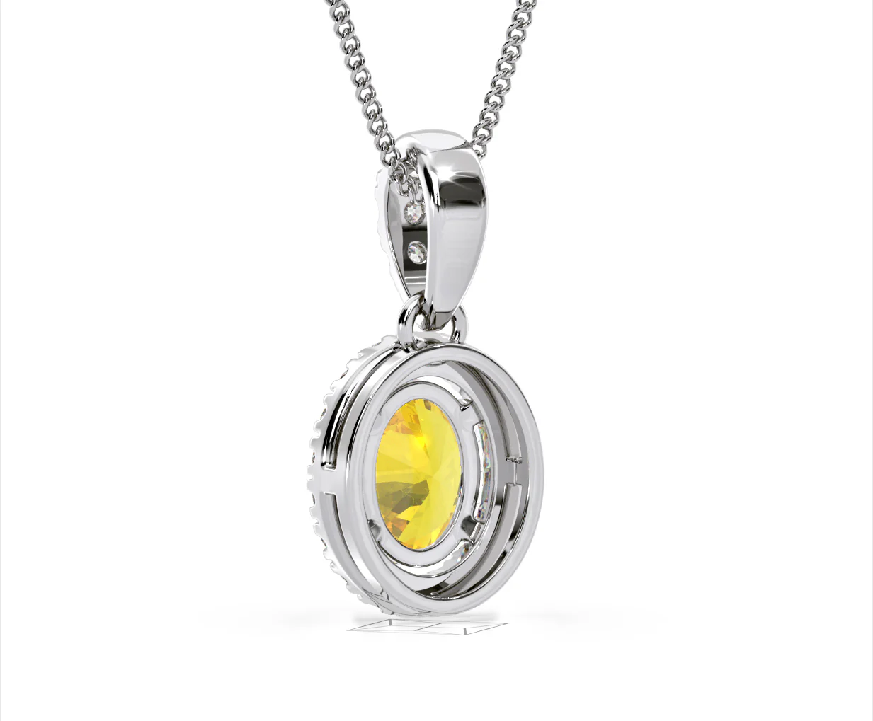 Georgina Yellow Lab Diamond Oval Halo Necklace 1.38ct in 18K White Gold - Elara Collection - Image 43