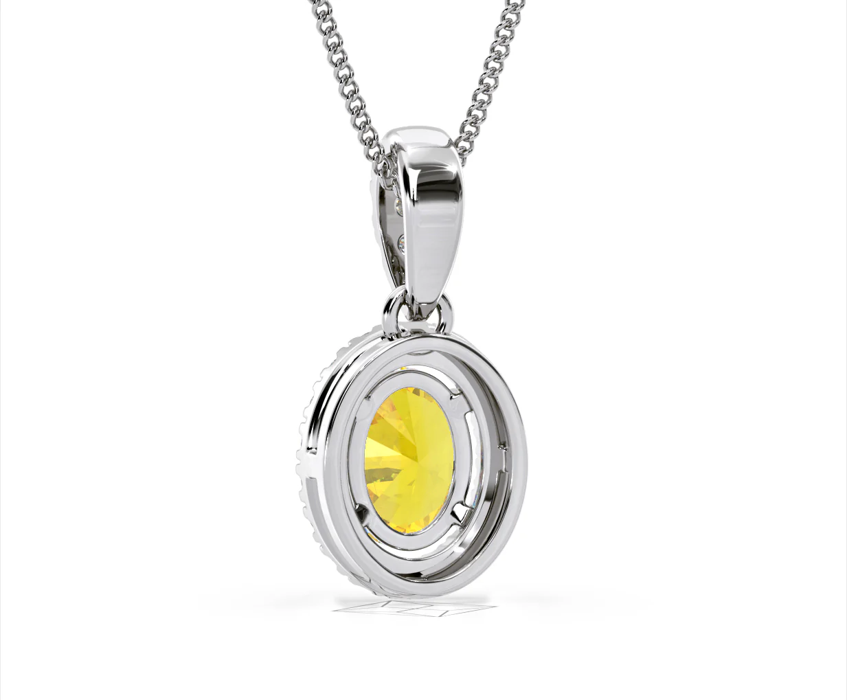 Georgina Yellow Lab Diamond Oval Halo Necklace 1.38ct in 18K White Gold - Elara Collection - Image 45
