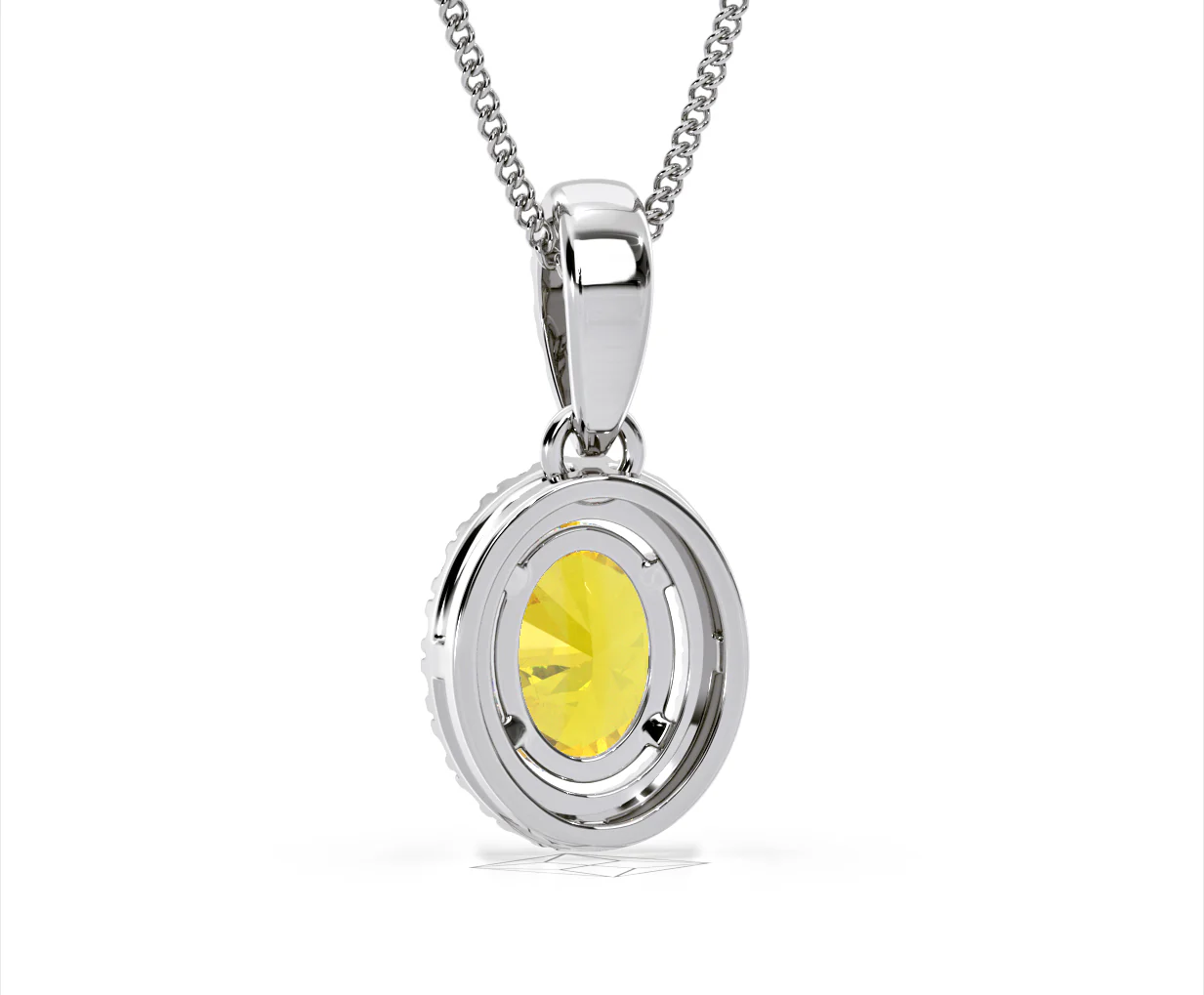 Georgina Yellow Lab Diamond Oval Halo Necklace 1.38ct in 18K White Gold - Elara Collection - Image 46