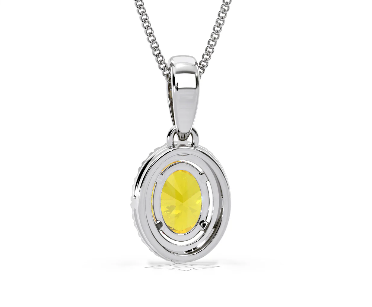 Georgina Yellow Lab Diamond Oval Halo Necklace 1.38ct in 18K White Gold - Elara Collection - Image 47
