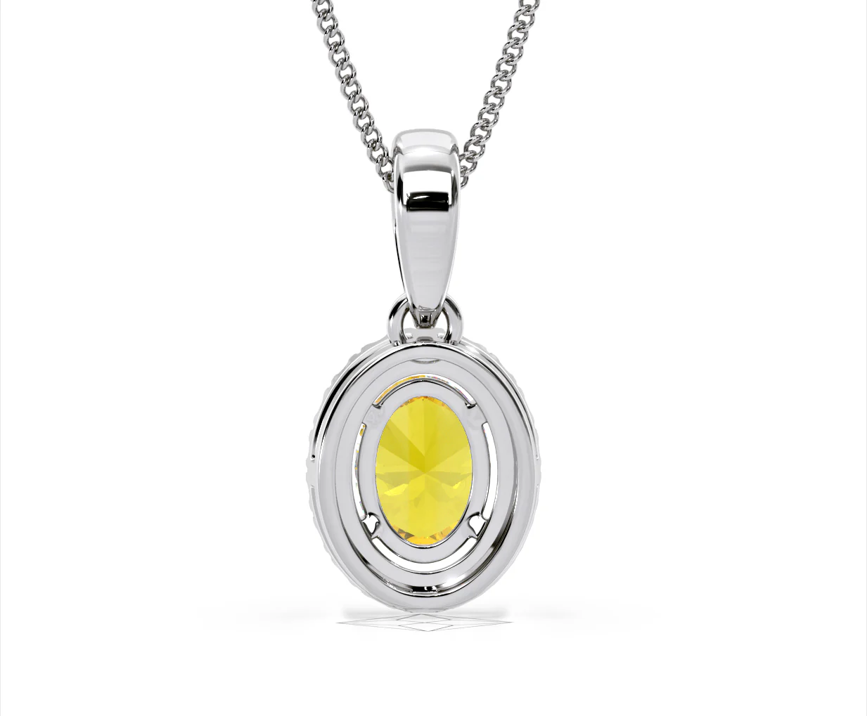 Georgina Yellow Lab Diamond Oval Halo Necklace 1.38ct in 18K White Gold - Elara Collection - Image 48