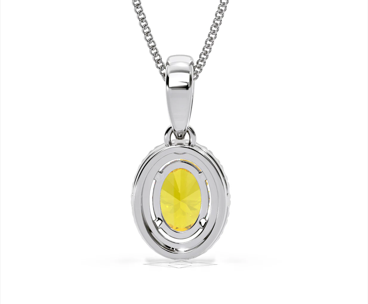 Georgina Yellow Lab Diamond Oval Halo Necklace 1.38ct in 18K White Gold - Elara Collection - Image 49
