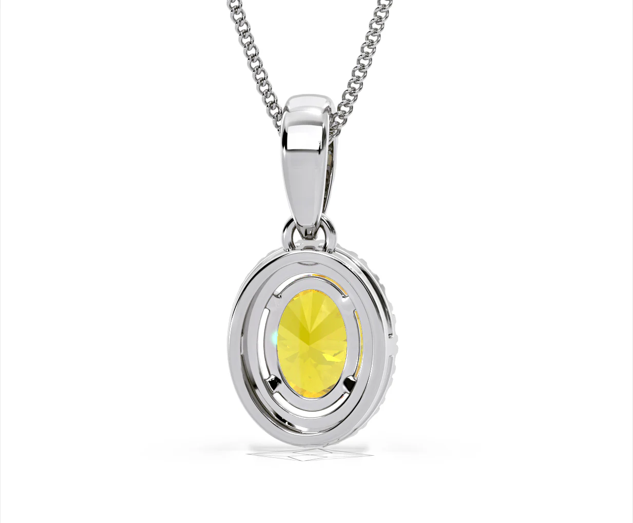 Georgina Yellow Lab Diamond Oval Halo Necklace 1.38ct in 18K White Gold - Elara Collection - Image 50