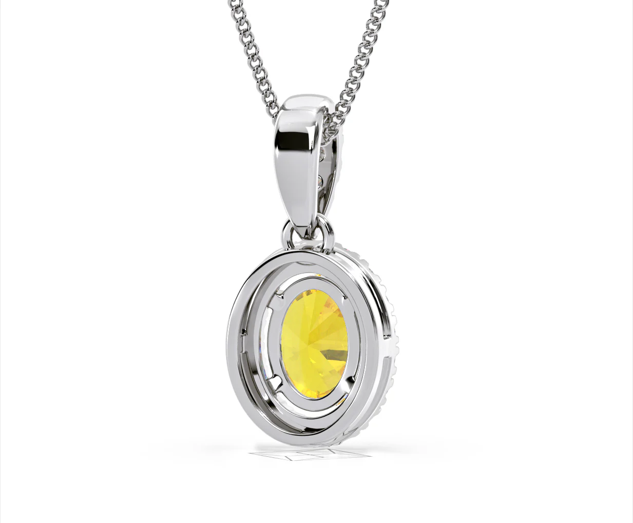 Georgina Yellow Lab Diamond Oval Halo Necklace 1.38ct in 18K White Gold - Elara Collection - Image 52