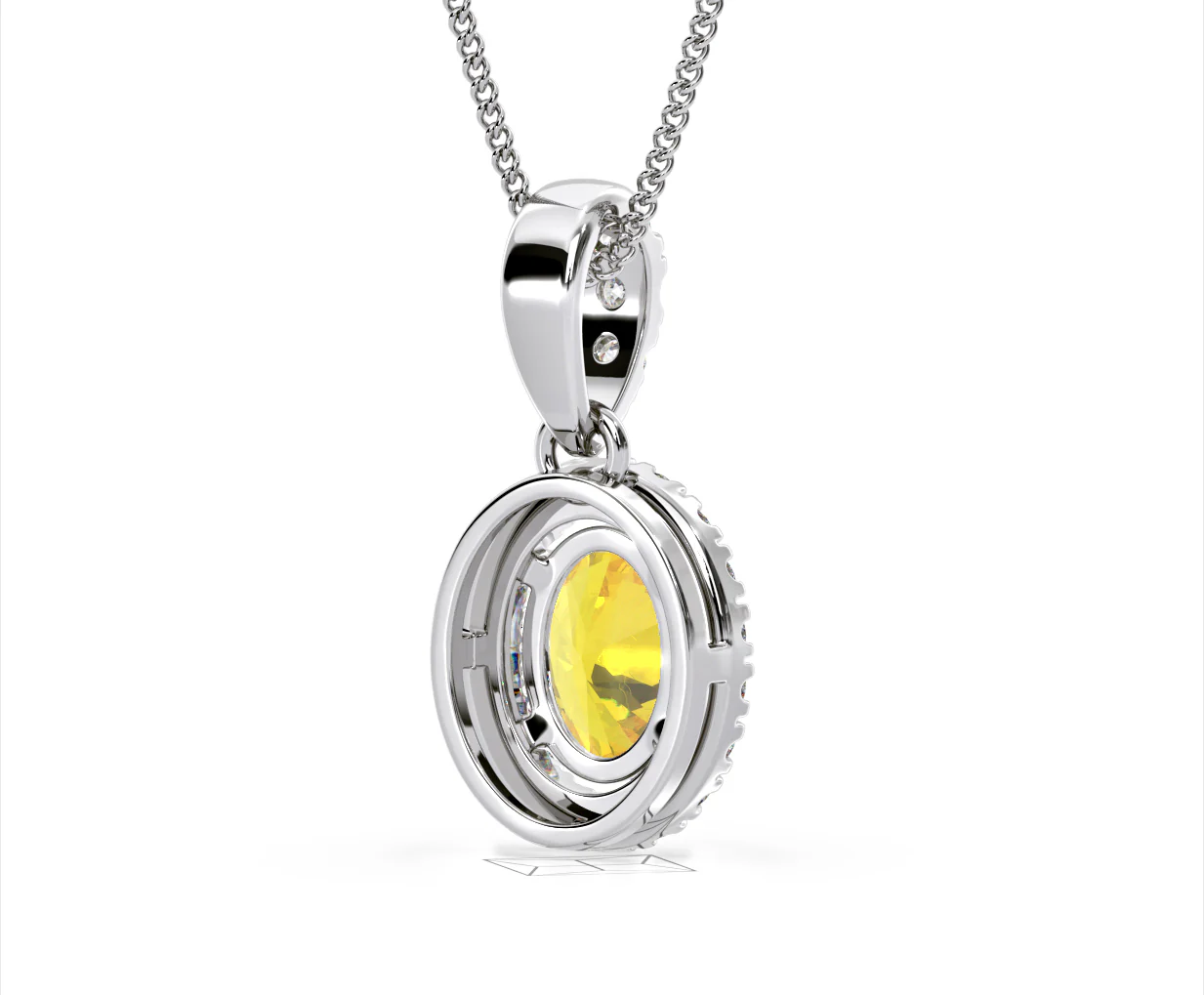 Georgina Yellow Lab Diamond Oval Halo Necklace 1.38ct in 18K White Gold - Elara Collection - Image 55